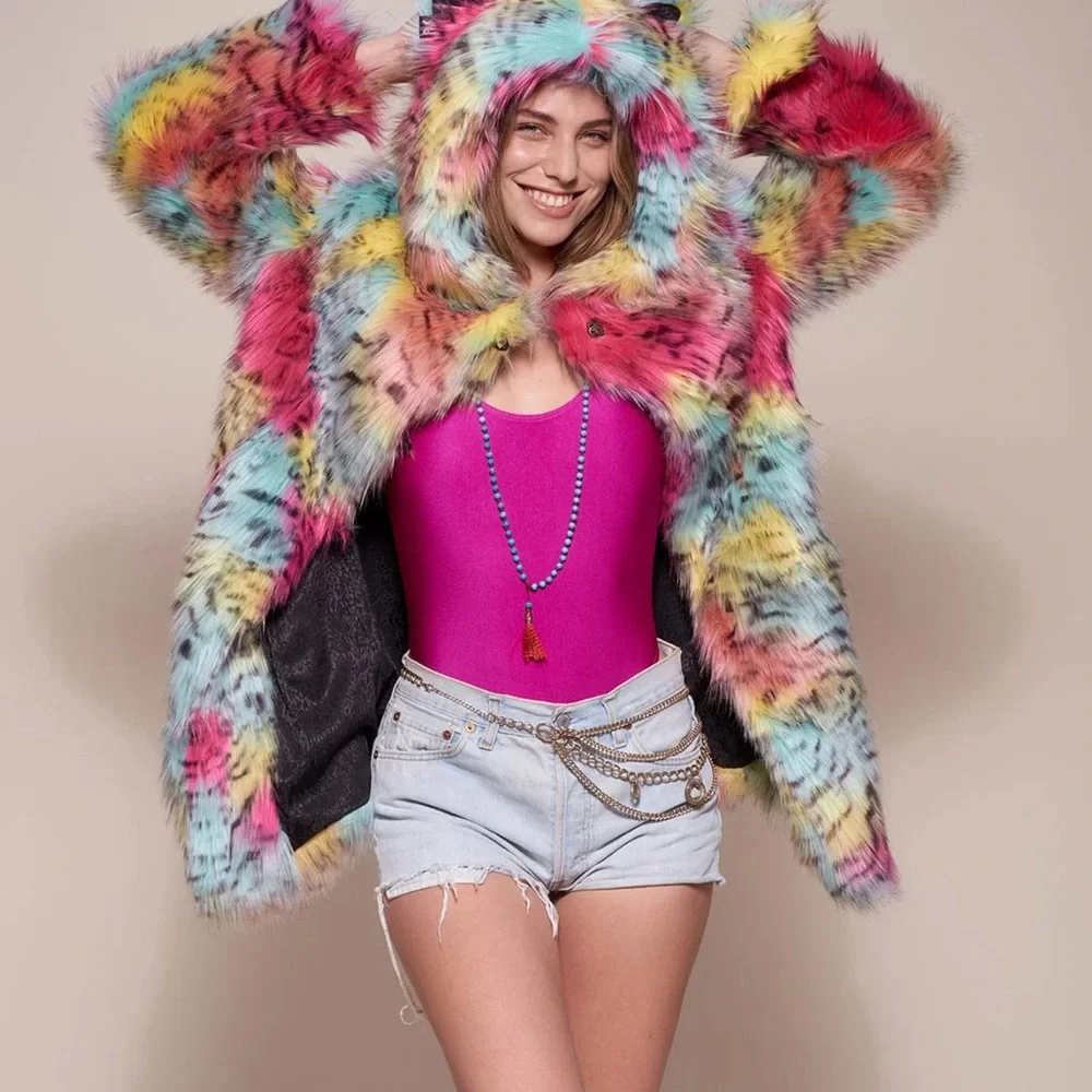 SpiritHoods Multicolor Faux Fur Teddy Jacket Oaxaca Jaguar Classic - Picture 4 of 10